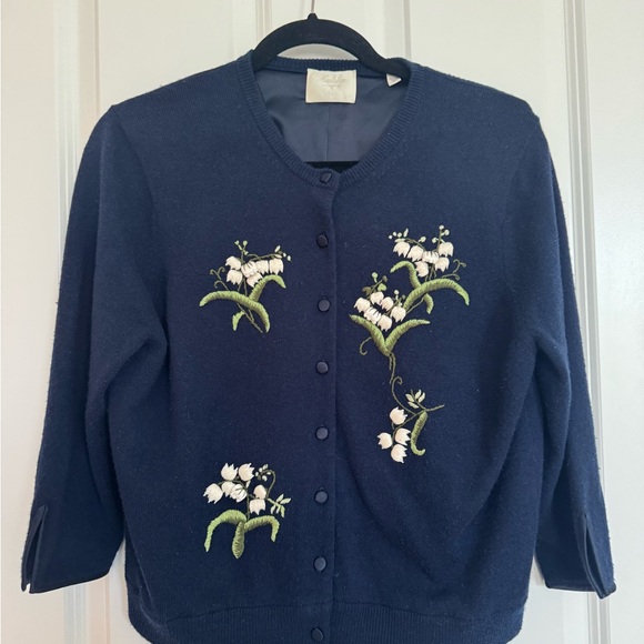 DÔEN Teresa Heirloom Navy Cardigan Large - Picture 3 of 5